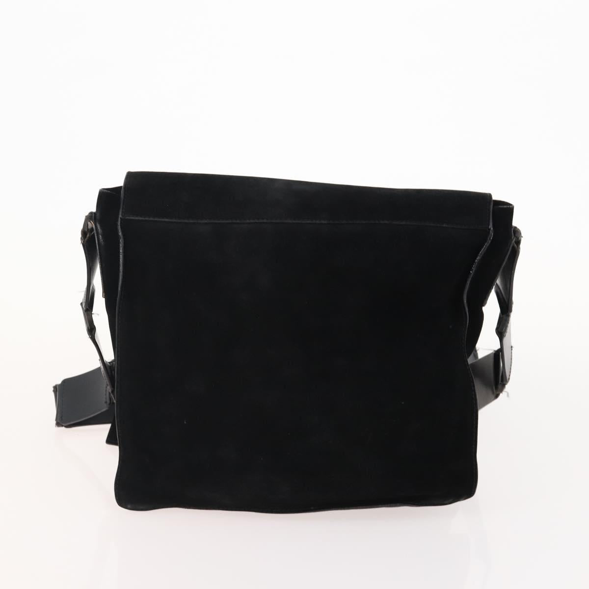 GUCCI GG Supreme Web Sherry Line Hand Bag Suede 4 Set Black Beige Auth 170524
