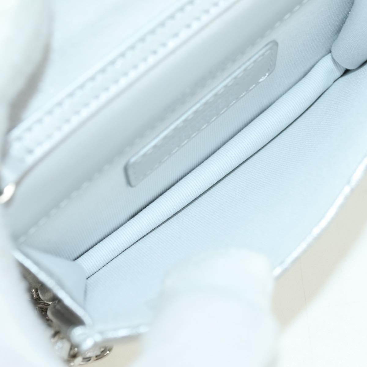 CHANEL Chain Shoulder Bag Leather Silver CC Auth 170531SAM