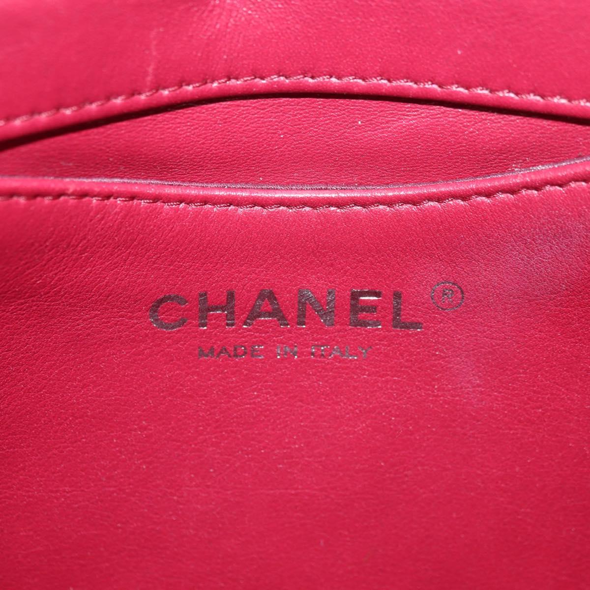 CHANEL Matelasse Chain Shoulder Bag Tweed Red Silver CC Auth 170538SAV