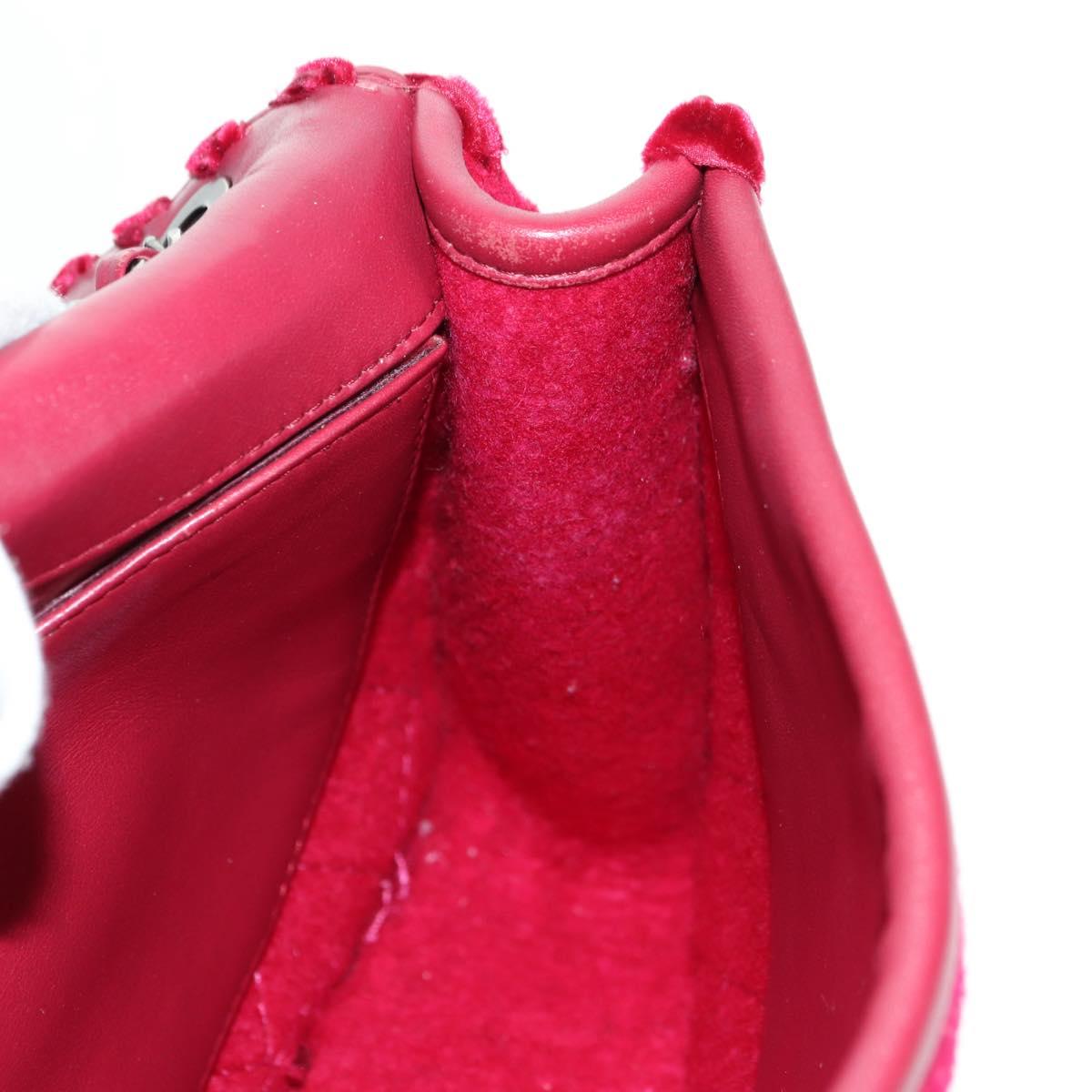 CHANEL Matelasse Chain Shoulder Bag Tweed Red Silver CC Auth 170538SAV