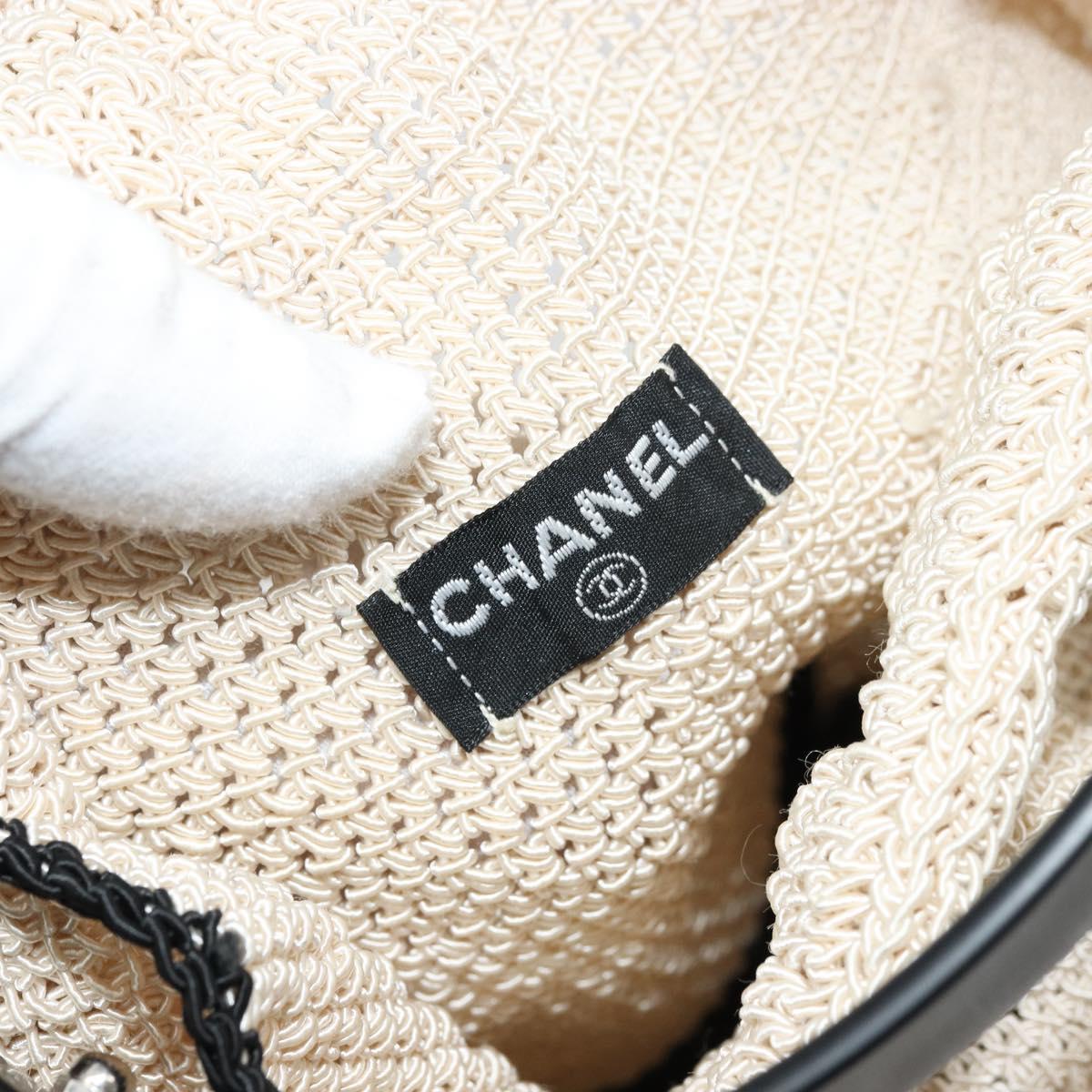CHANEL Hand Bag Straw Beige CC Auth 170539