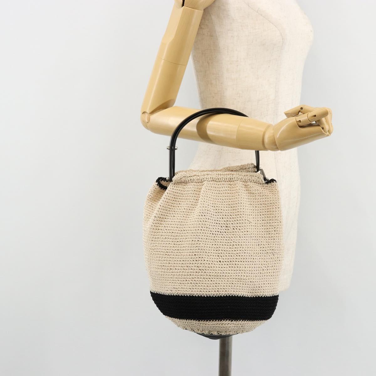 CHANEL Hand Bag Straw Beige CC Auth 170539