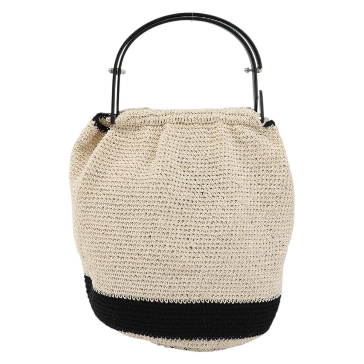 CHANEL Hand Bag Straw Beige CC Auth 170539