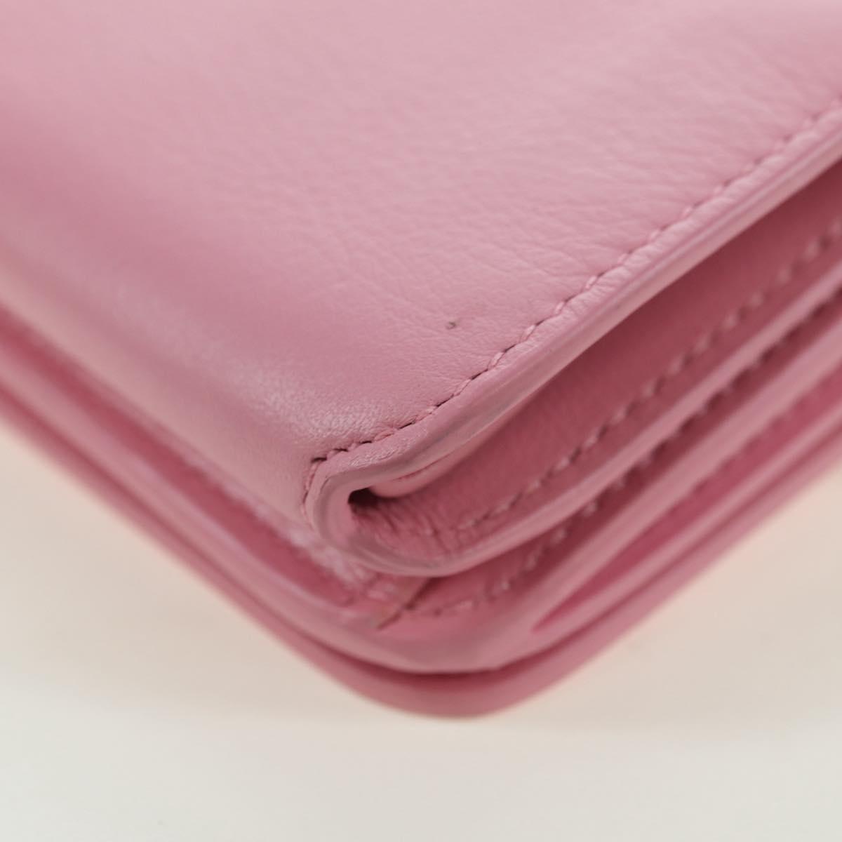 BALENCIAGA Mini Chain Wallet Kitty Leather Pink Silver 623241 Auth 170544SM