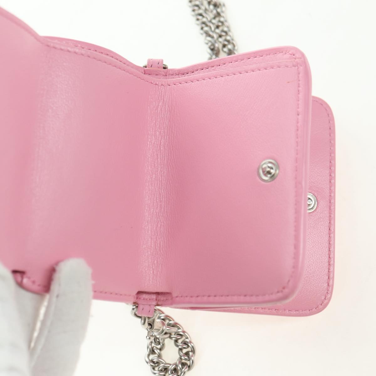 BALENCIAGA Mini Chain Wallet Kitty Leather Pink Silver 623241 Auth 170544SM