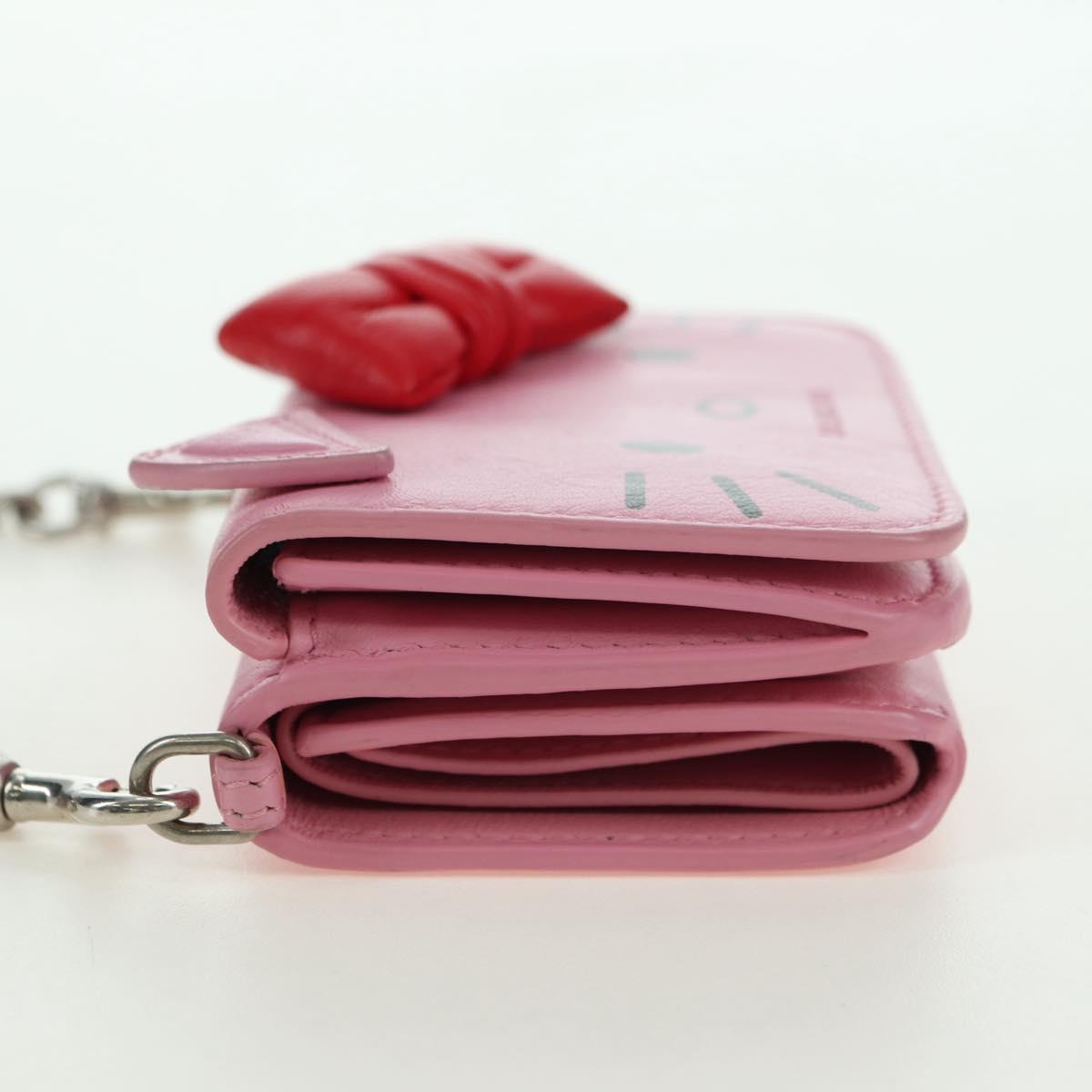 BALENCIAGA Mini Chain Wallet Kitty Leather Pink Silver 623241 Auth 170544SM