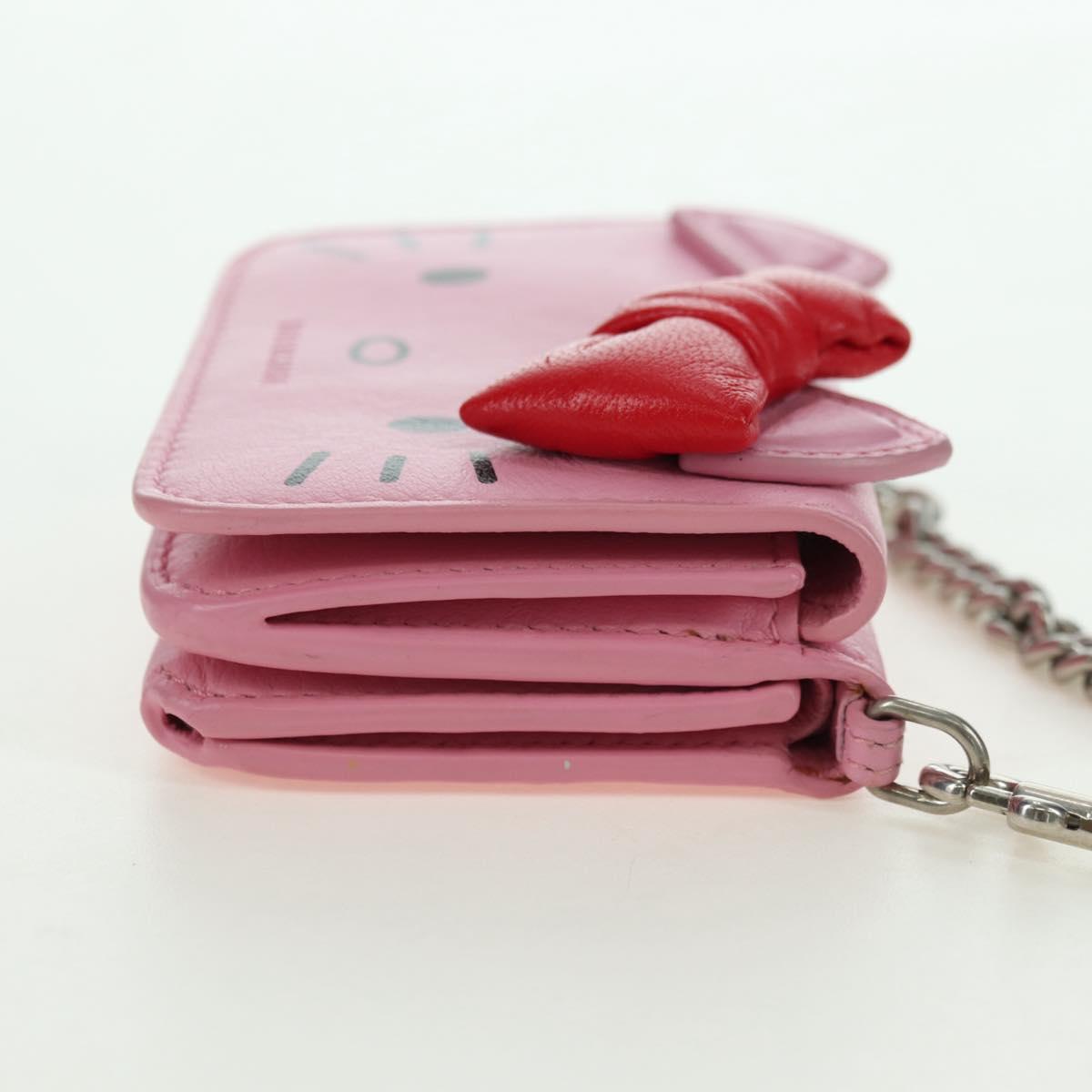 BALENCIAGA Mini Chain Wallet Kitty Leather Pink Silver 623241 Auth 170544SM