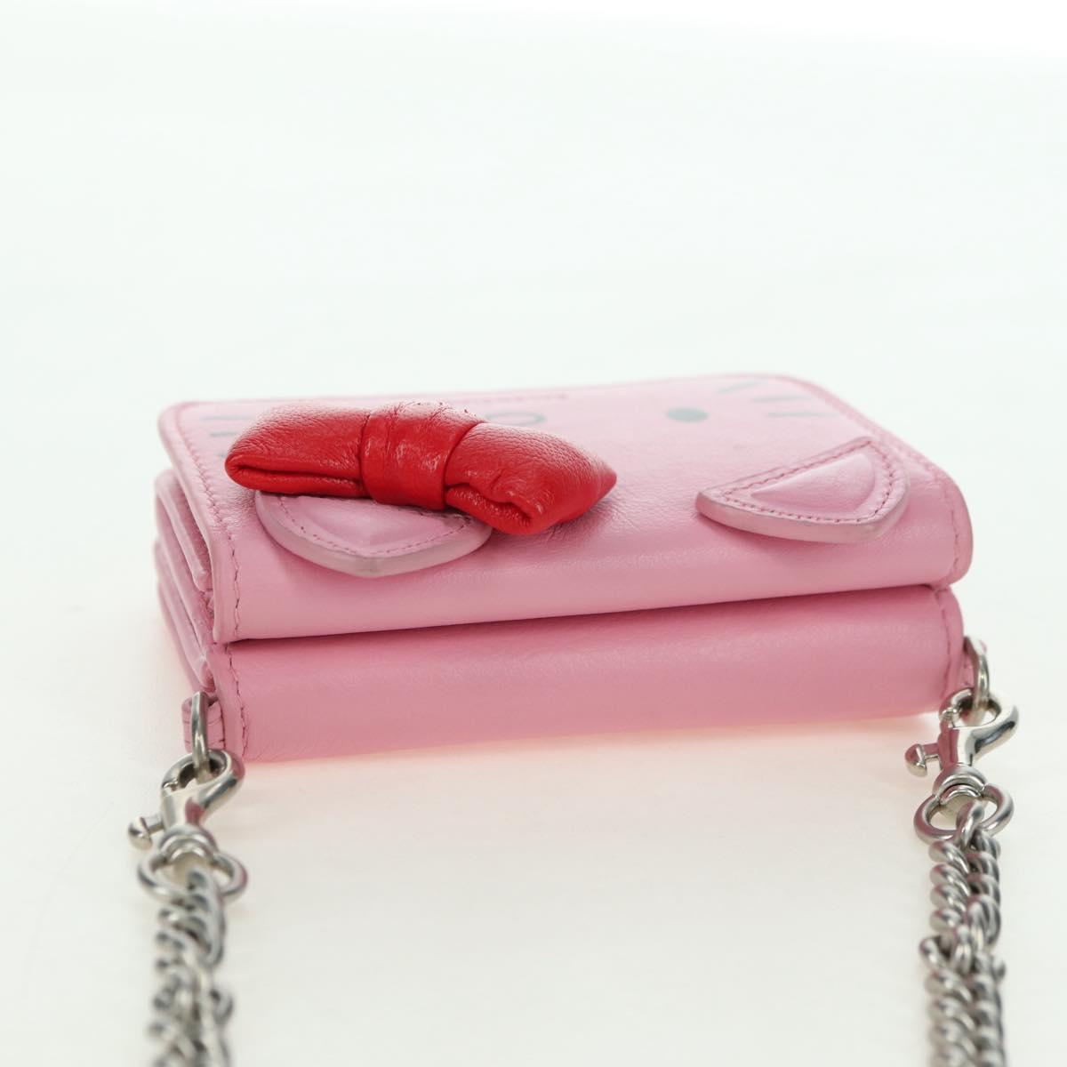 BALENCIAGA Mini Chain Wallet Kitty Leather Pink Silver 623241 Auth 170544SM