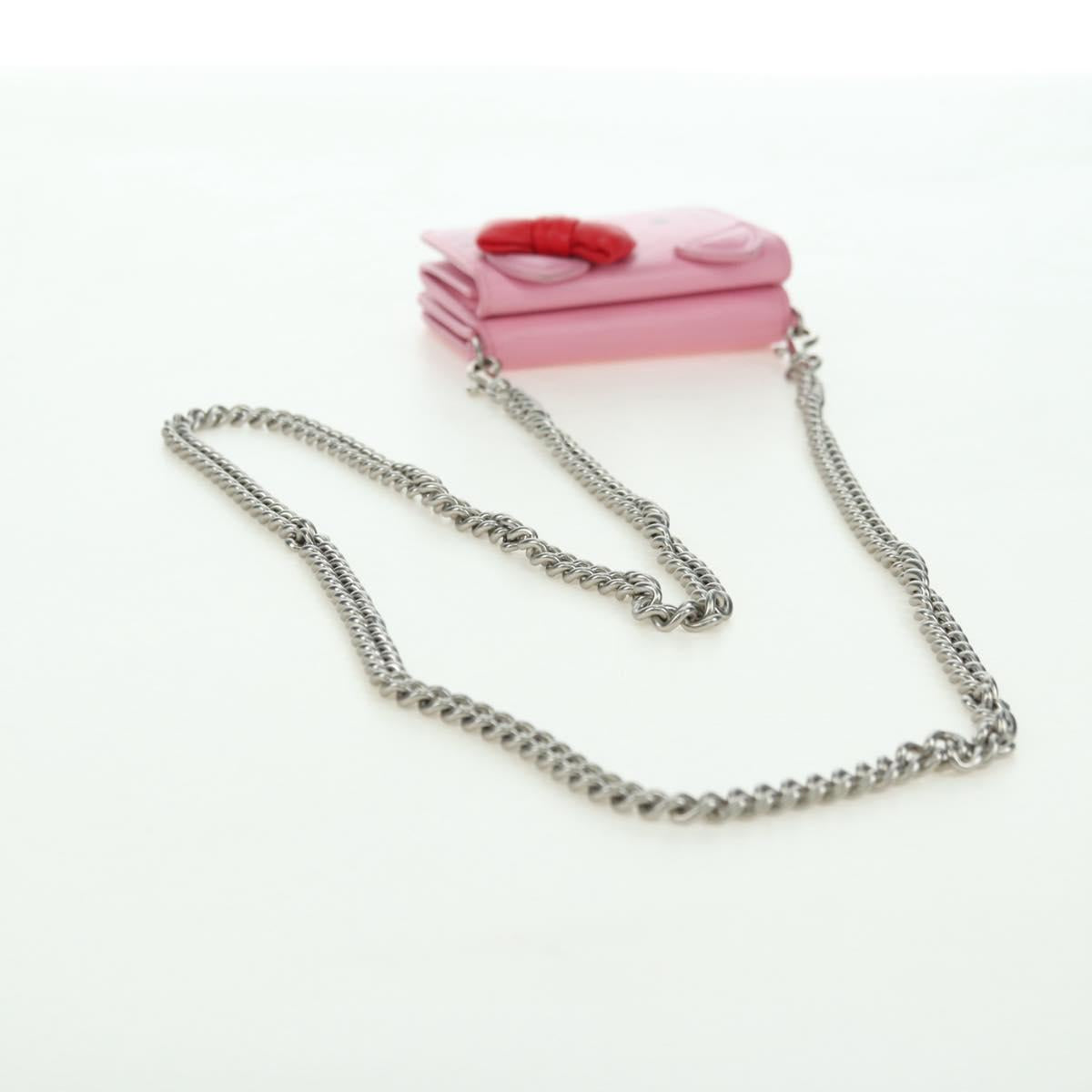 BALENCIAGA Mini Chain Wallet Kitty Leather Pink Silver 623241 Auth 170544SM