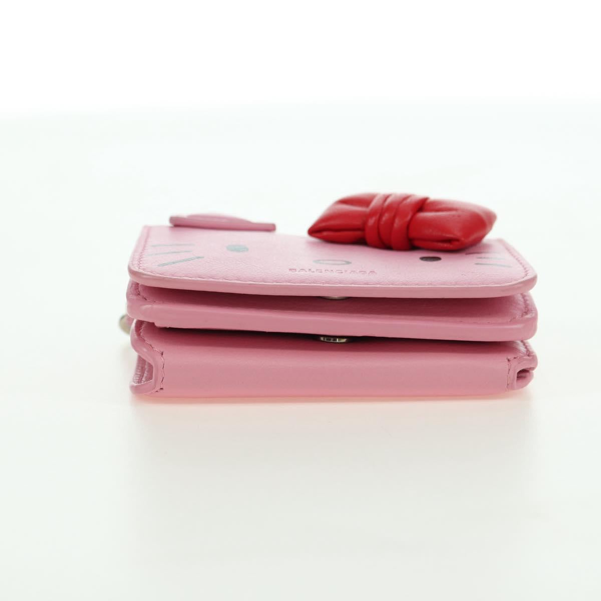 BALENCIAGA Mini Chain Wallet Kitty Leather Pink Silver 623241 Auth 170544SM