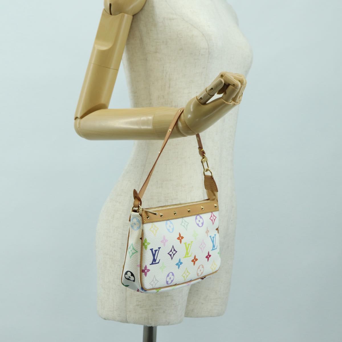 LOUIS VUITTON Monogram Multicolor Pochette Pouch White M92649 LV Auth 170552SAV