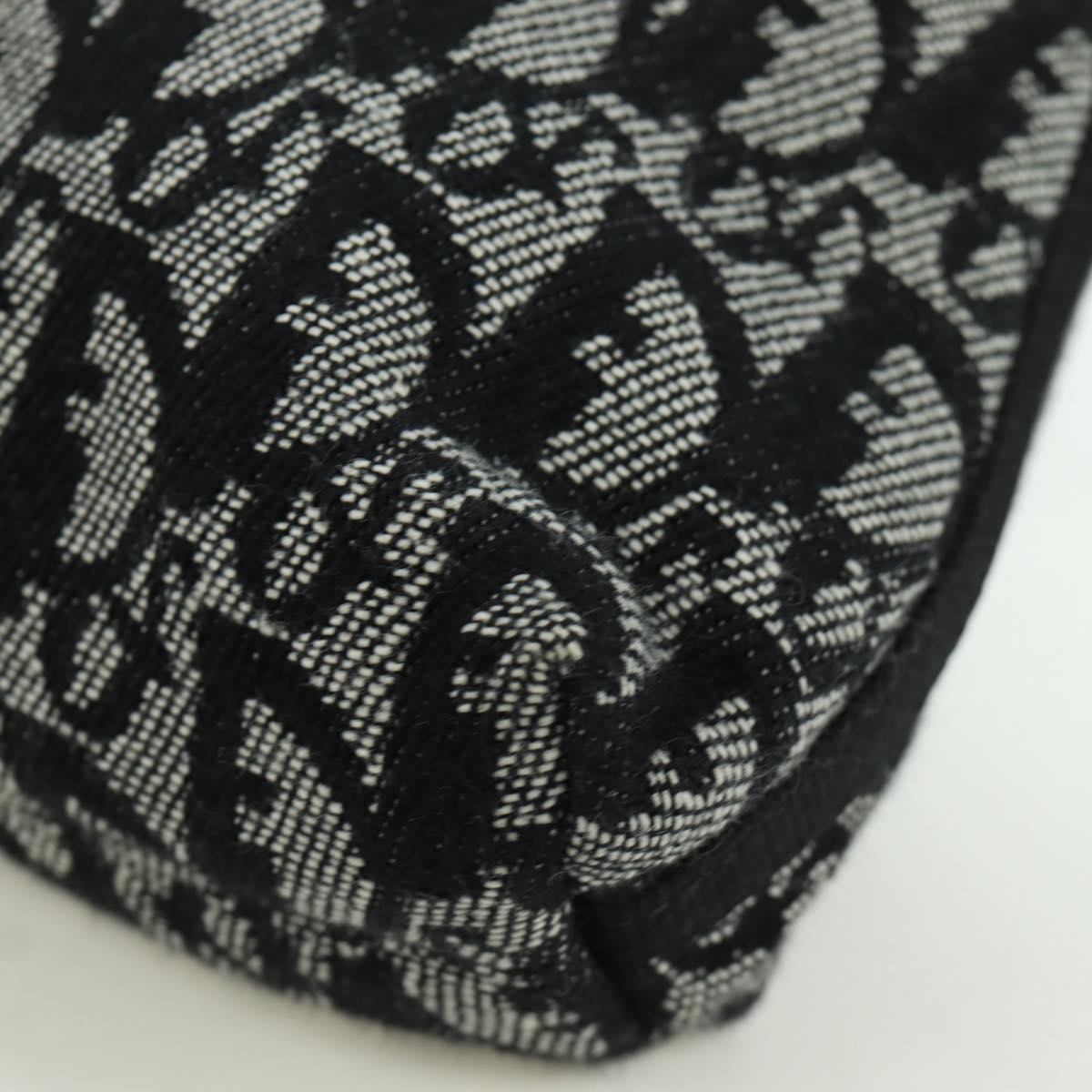 Christian Dior Trotter Canvas Accessory Pouch Black Silver Auth 170558V