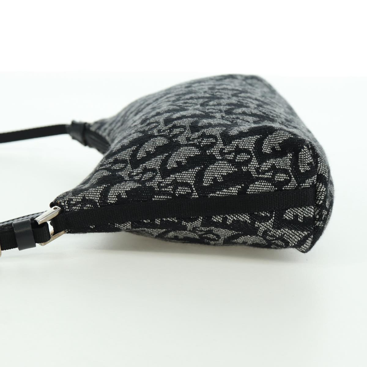 Christian Dior Trotter Canvas Accessory Pouch Black Silver Auth 170558V