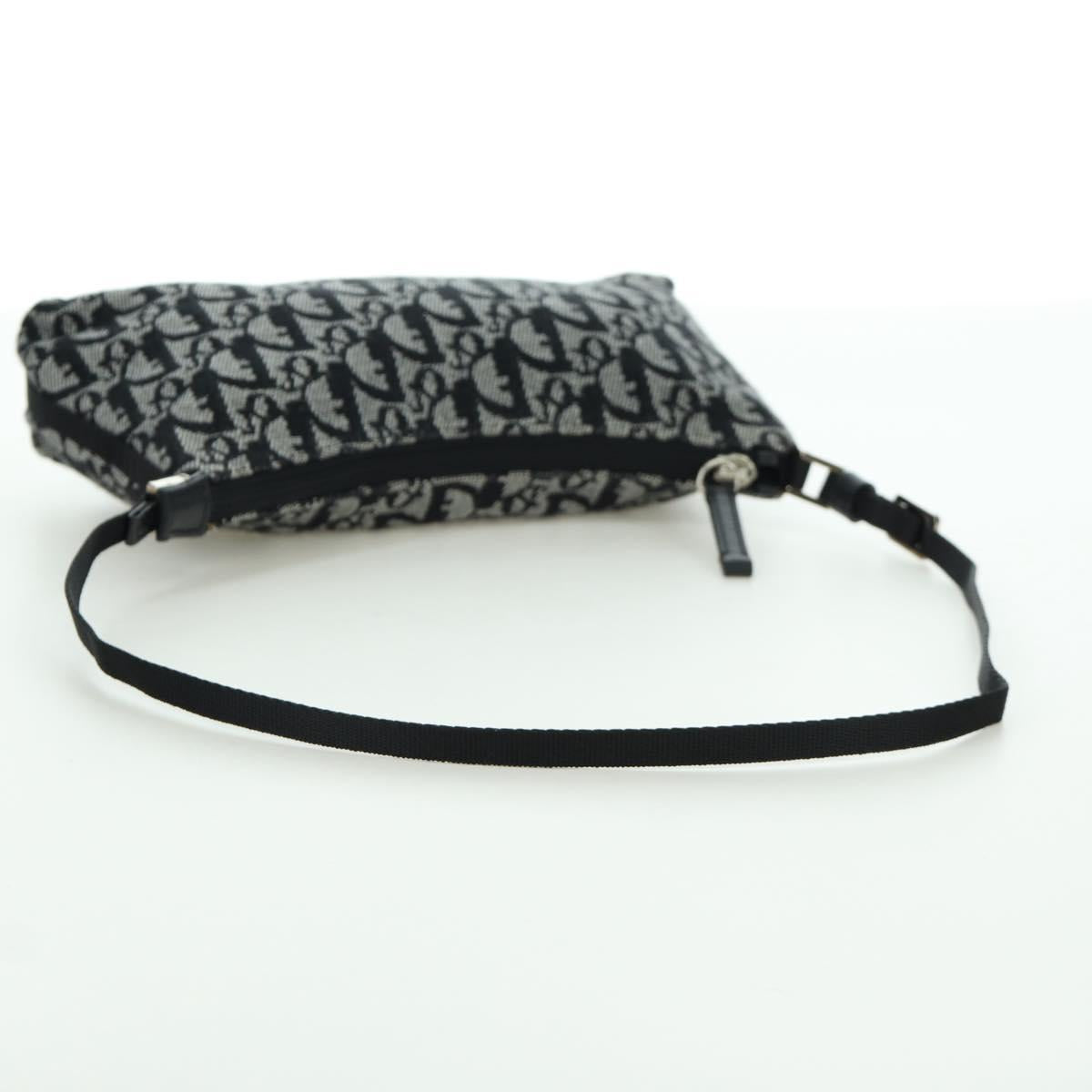 Christian Dior Trotter Canvas Accessory Pouch Black Silver Auth 170558V