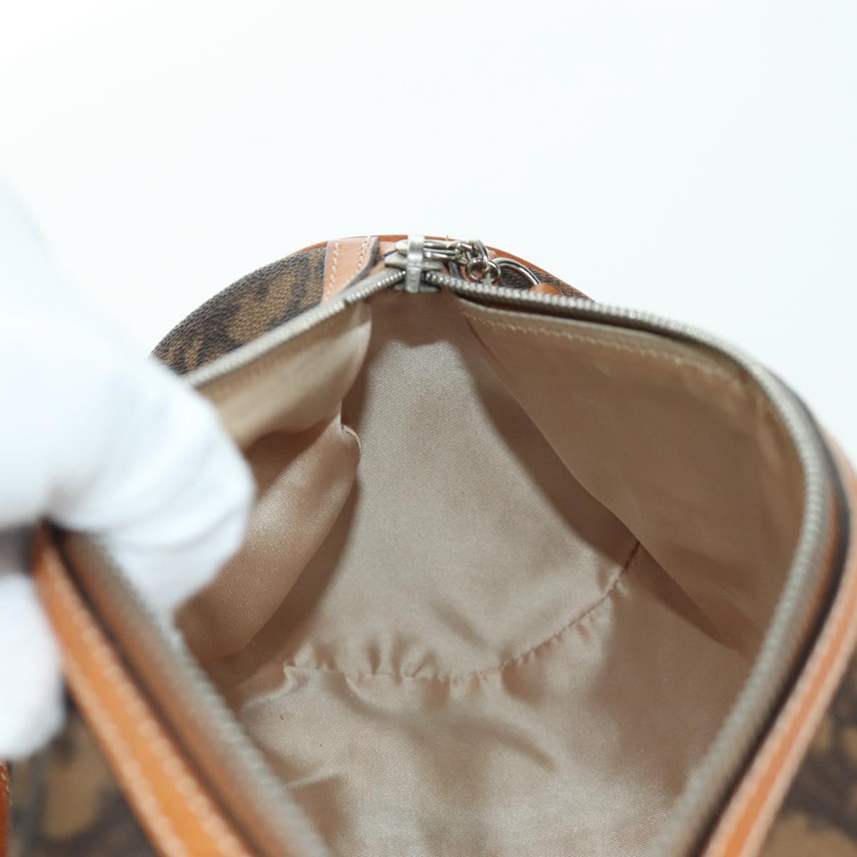 Christian Dior Romantic Trotter Canvas Hand Bag PVC Brown Silver Auth 170563V