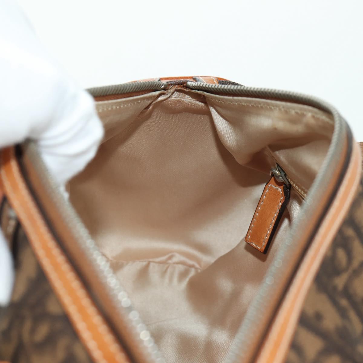 Christian Dior Romantic Trotter Canvas Hand Bag PVC Brown Silver Auth 170563V