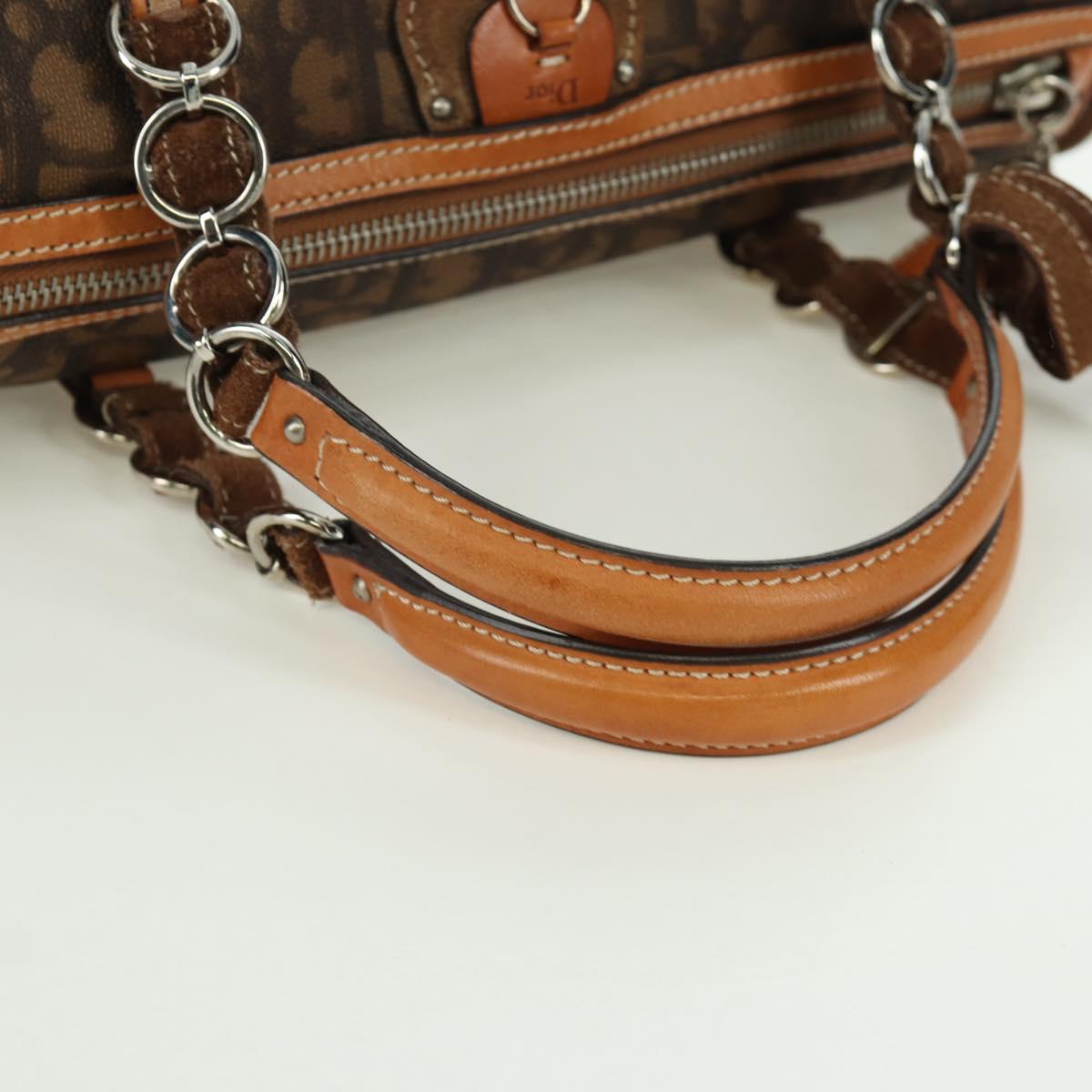 Christian Dior Romantic Trotter Canvas Hand Bag PVC Brown Silver Auth 170563V