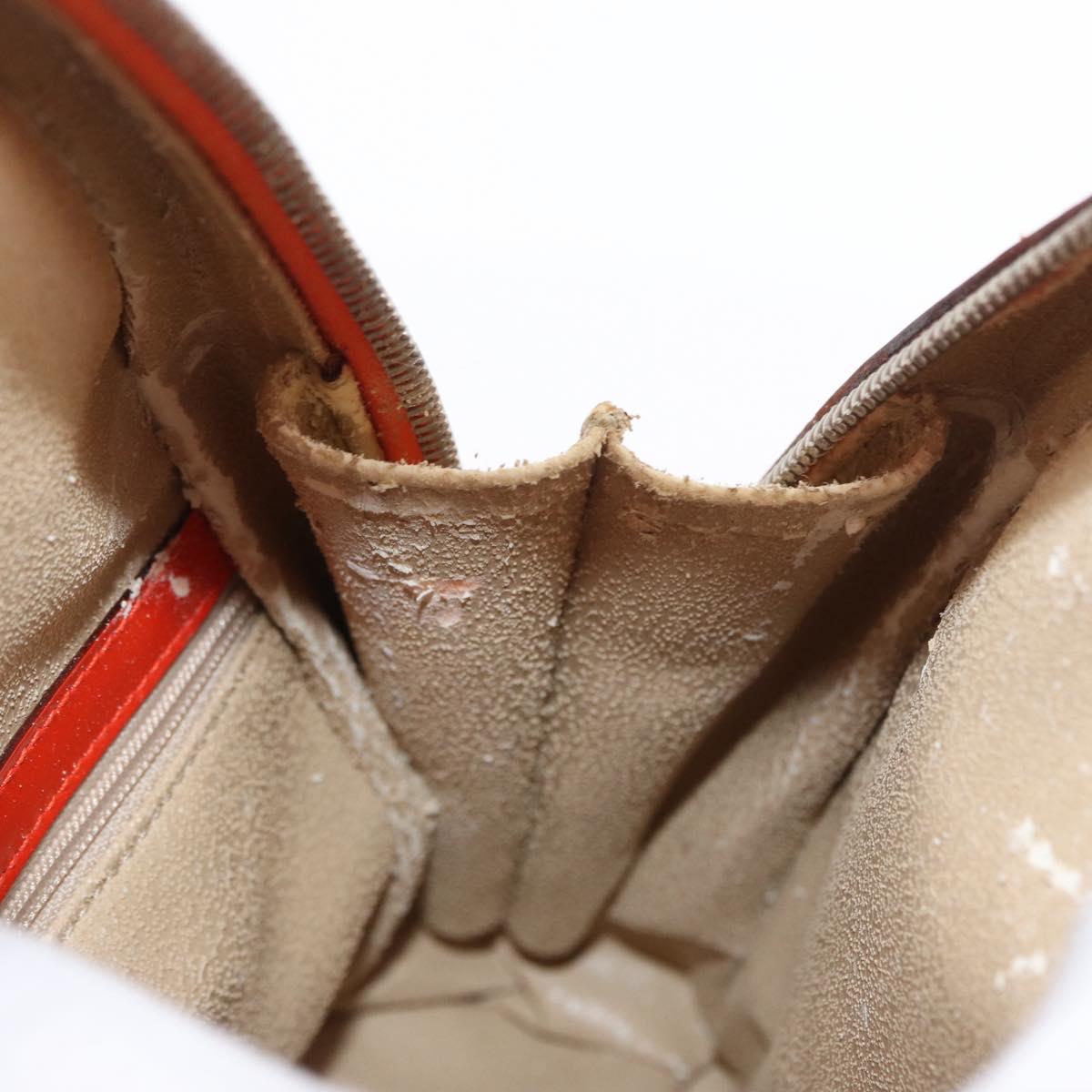 GUCCI Bamboo Shoulder Bag Patent leather Orange Silver 003 1998 0127 Auth 170571