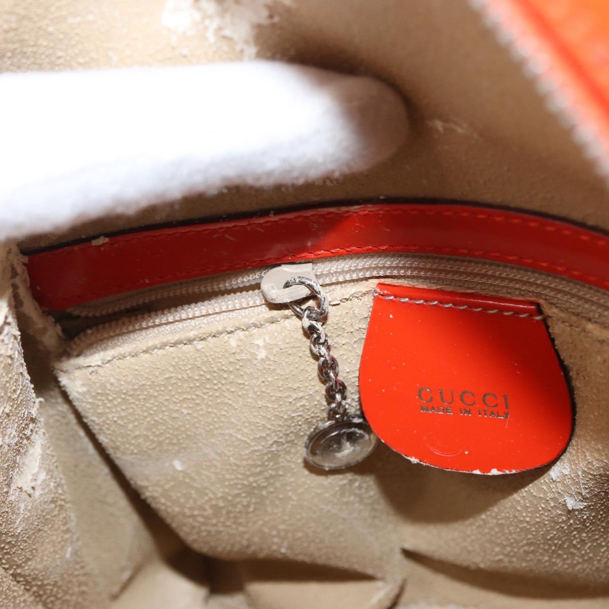 GUCCI Bamboo Shoulder Bag Patent leather Orange Silver 003 1998 0127 Auth 170571