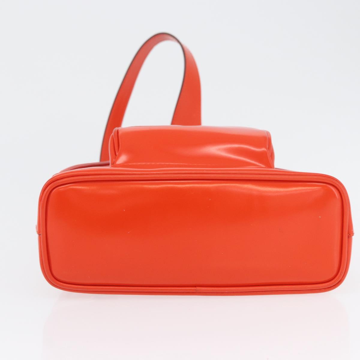 GUCCI Bamboo Shoulder Bag Patent leather Orange Silver 003 1998 0127 Auth 170571