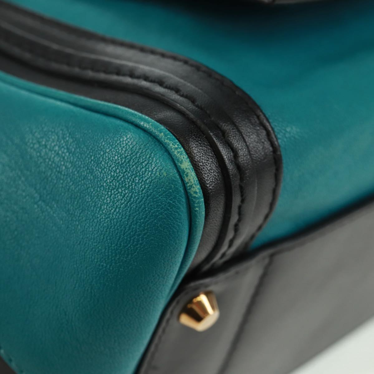 Chloe Alice Hand Bag Leather 2way Blue Gold Auth 170574V