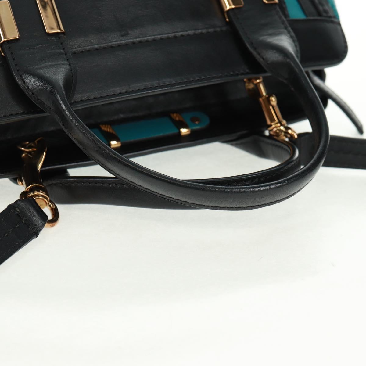 Chloe Alice Hand Bag Leather 2way Blue Gold Auth 170574V