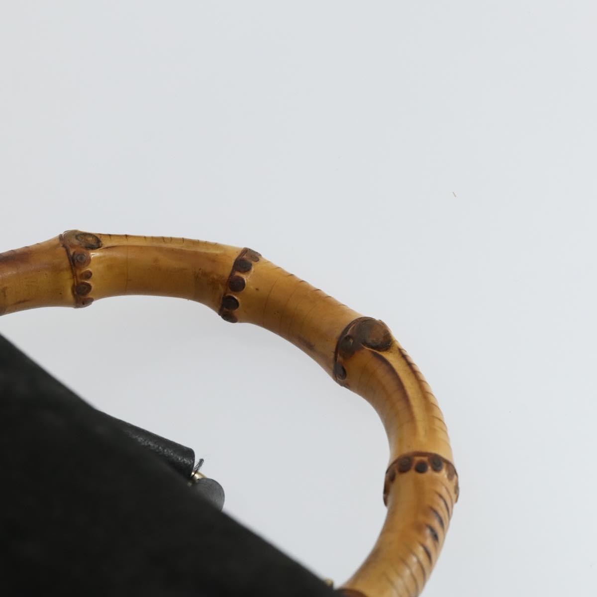 GUCCI Bamboo Backpack Suede Leather Black Gold 003 2058 0016 Auth 170577