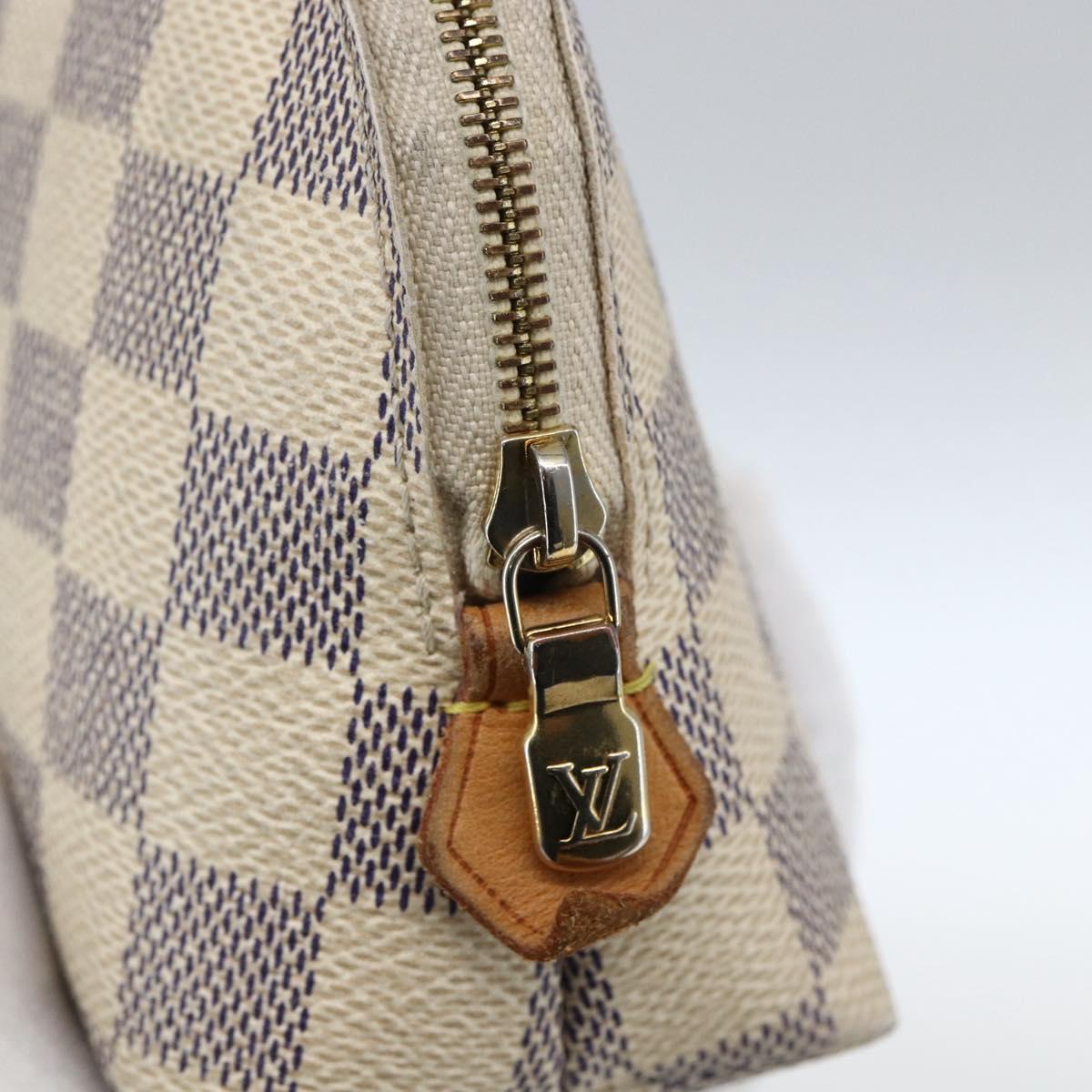 LOUIS VUITTON Damier Azur Pochette Cosmetic PM Pouch N60024 LV Auth 170582