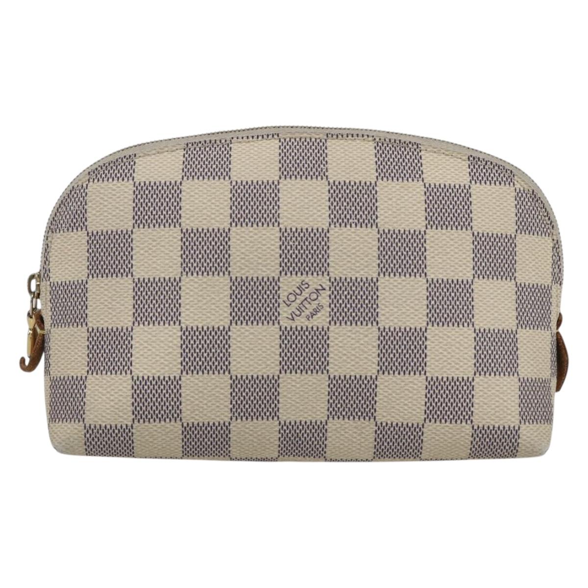 LOUIS VUITTON Damier Azur Pochette Cosmetic PM Pouch N60024 LV Auth 170582