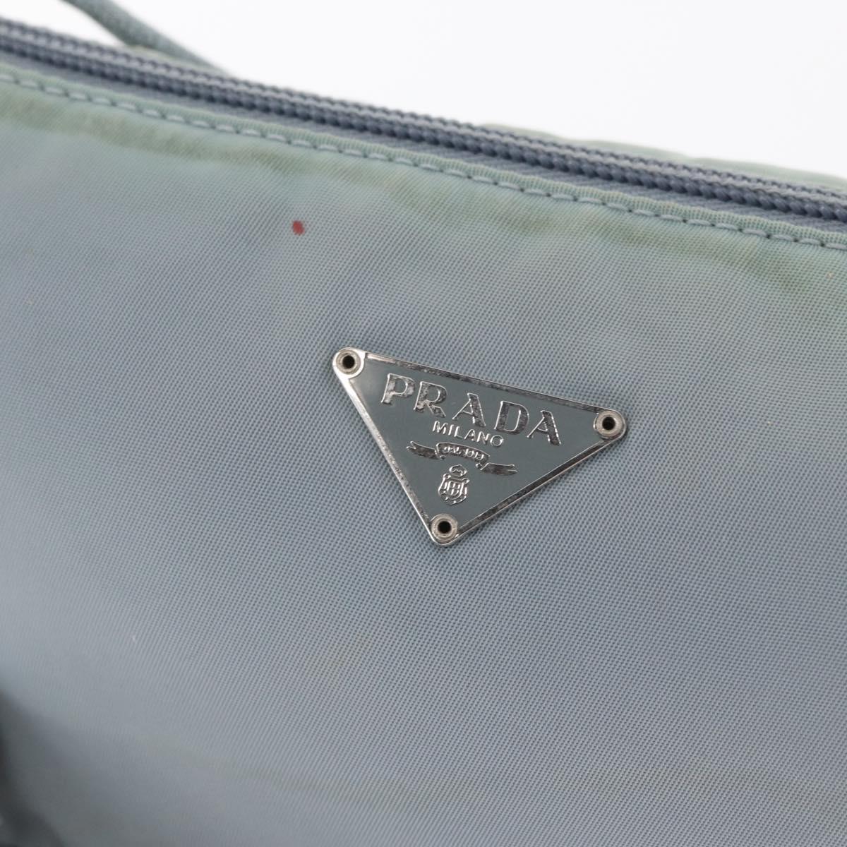 PRADA Accessory Pouch Nylon Light Blue Silver Auth 170583