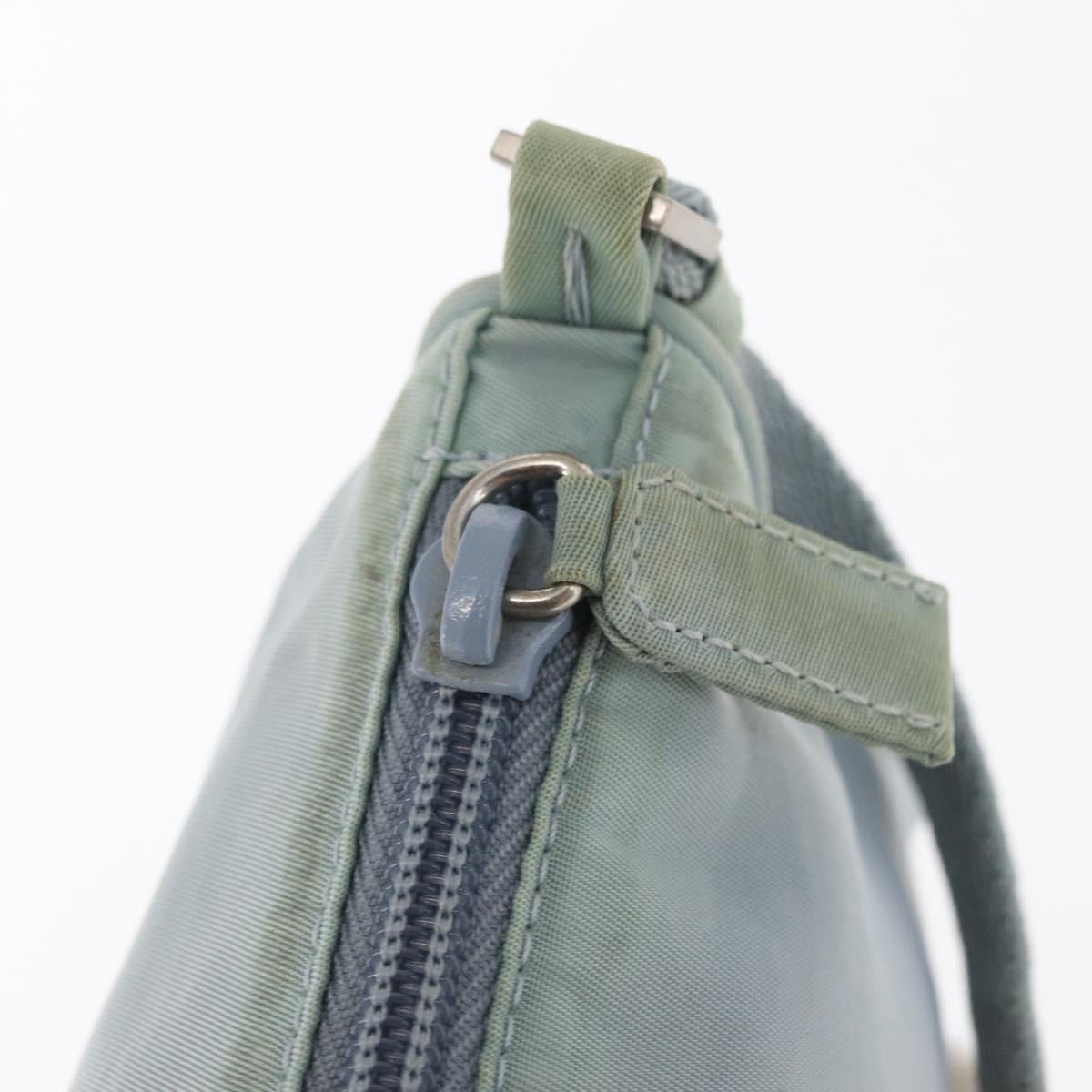 PRADA Accessory Pouch Nylon Light Blue Silver Auth 170583
