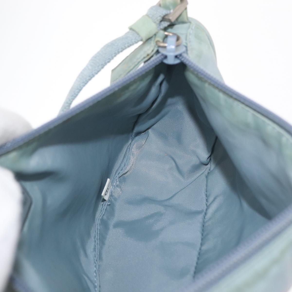 PRADA Accessory Pouch Nylon Light Blue Silver Auth 170583
