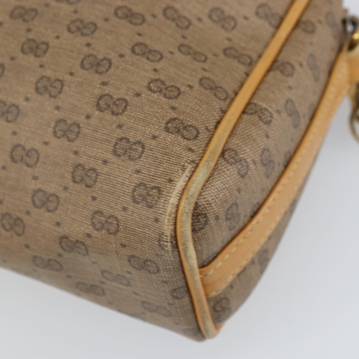 GUCCI Micro GG Supreme Shoulder Bag PVC Beige Gold Auth 170584