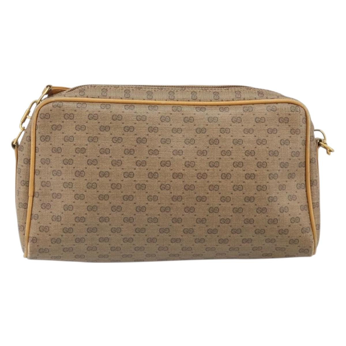 GUCCI Micro GG Supreme Shoulder Bag PVC Beige Gold Auth 170584