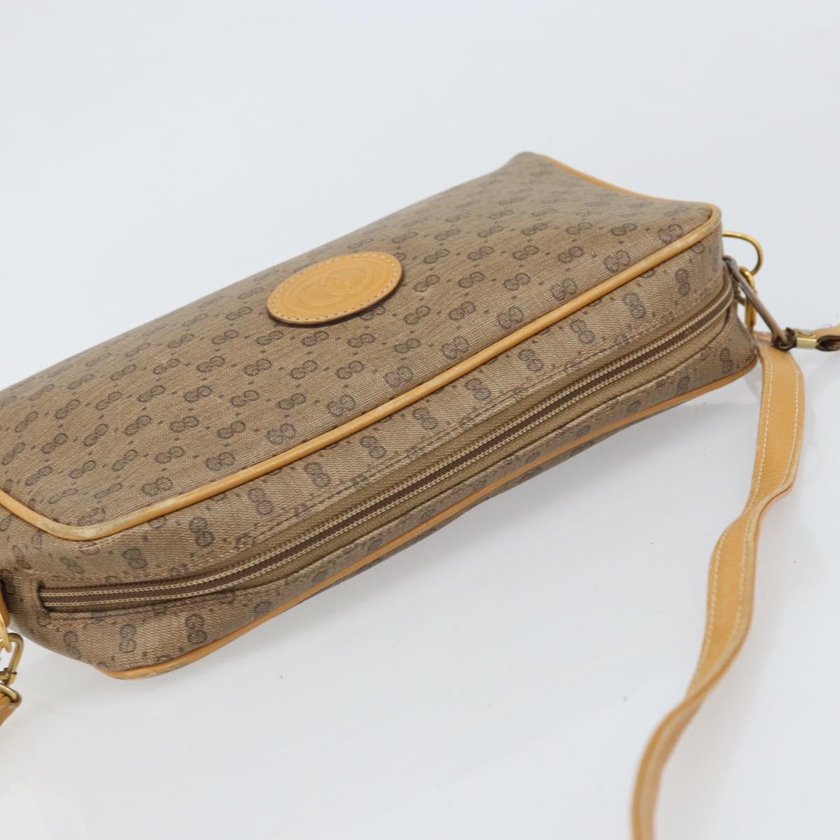 GUCCI Micro GG Supreme Shoulder Bag PVC Beige Gold Auth 170584