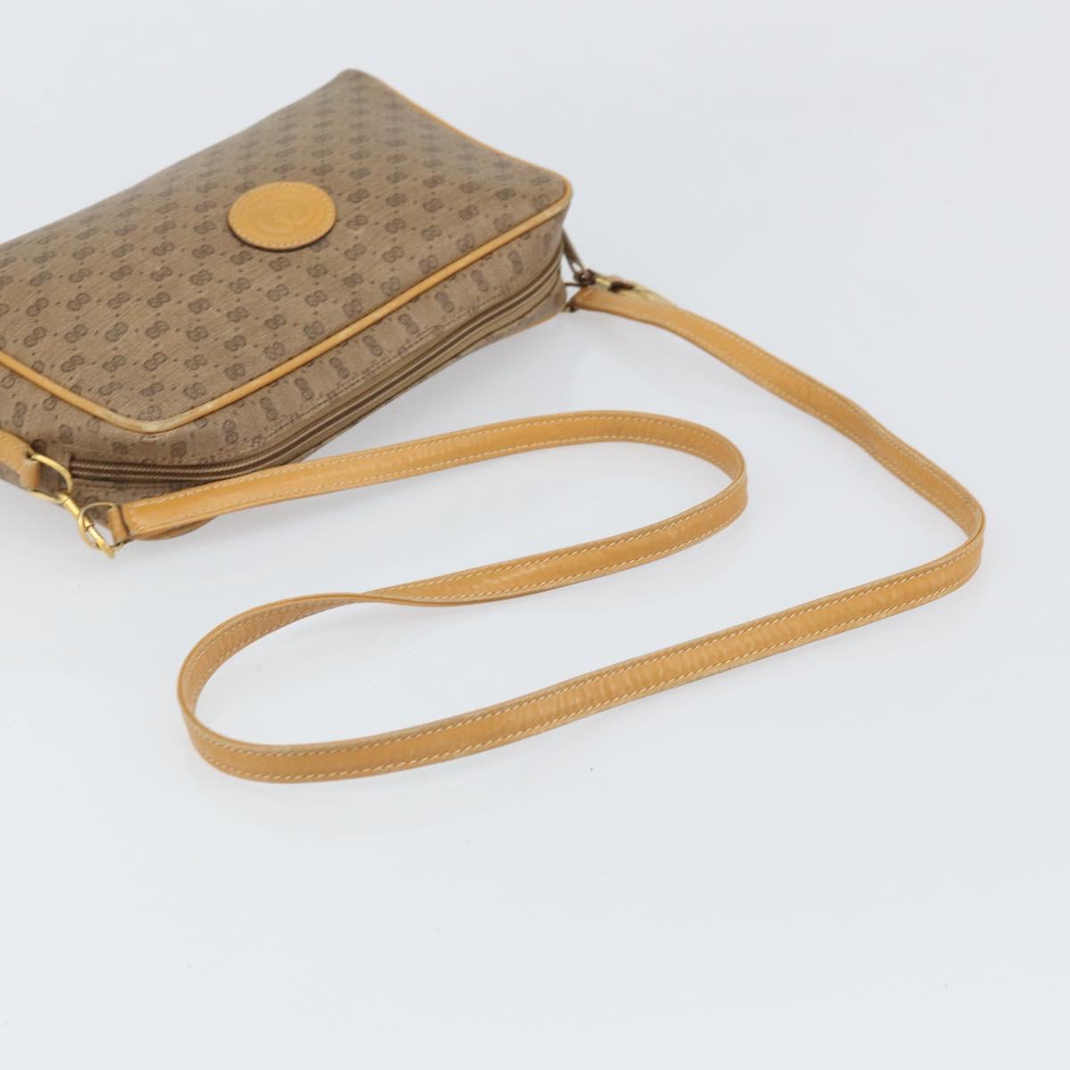 GUCCI Micro GG Supreme Shoulder Bag PVC Beige Gold Auth 170584