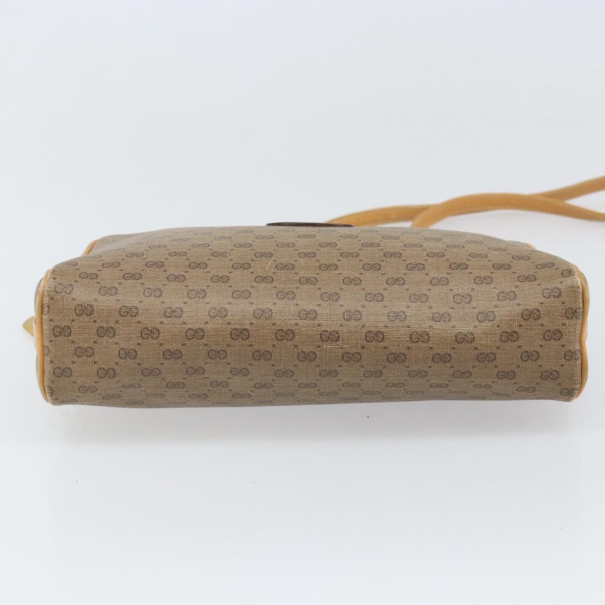 GUCCI Micro GG Supreme Shoulder Bag PVC Beige Gold Auth 170584
