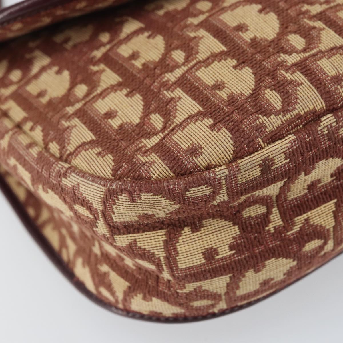 Christian Dior Trotter Canvas Shoulder Bag Red Gold Auth 170588