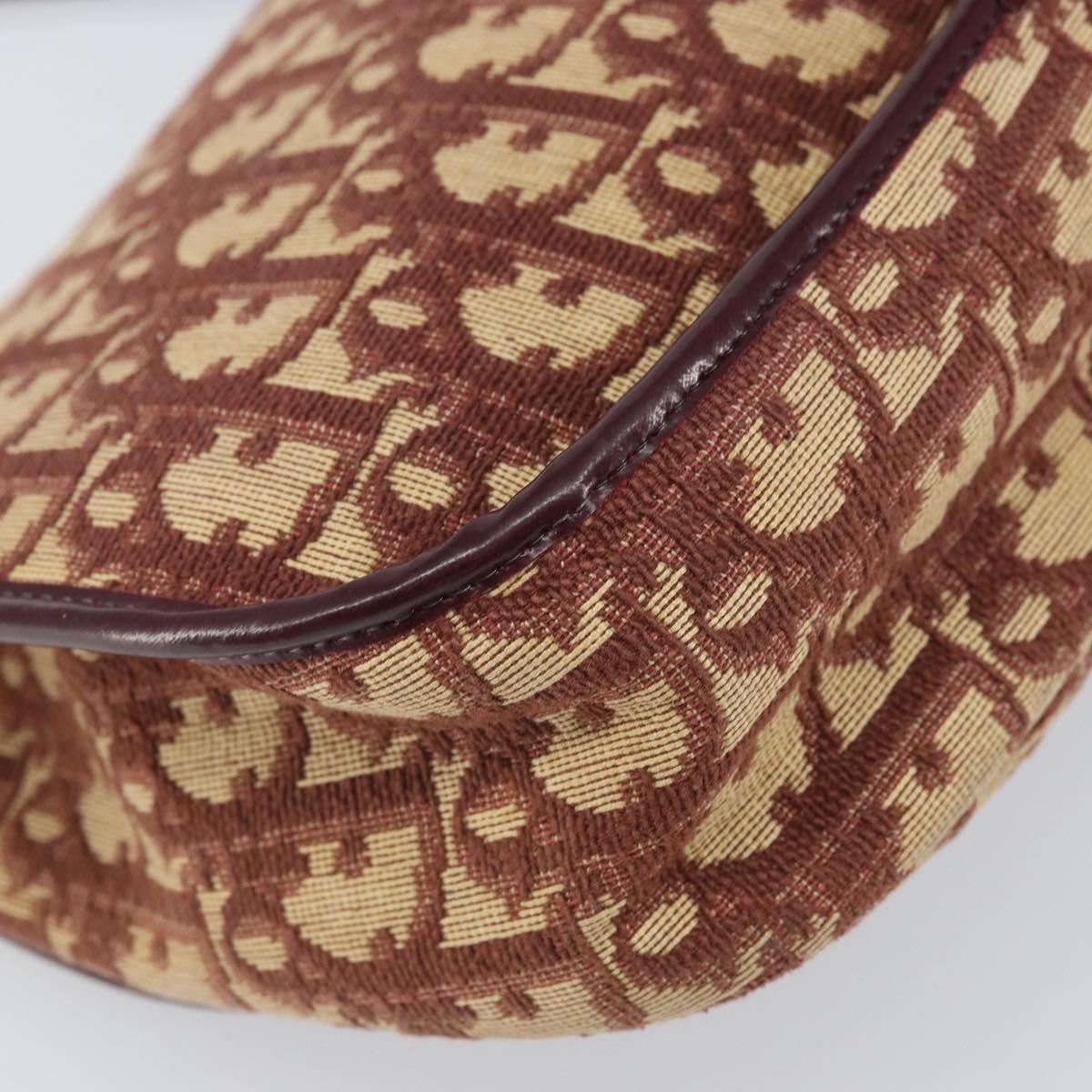 Christian Dior Trotter Canvas Shoulder Bag Red Gold Auth 170588