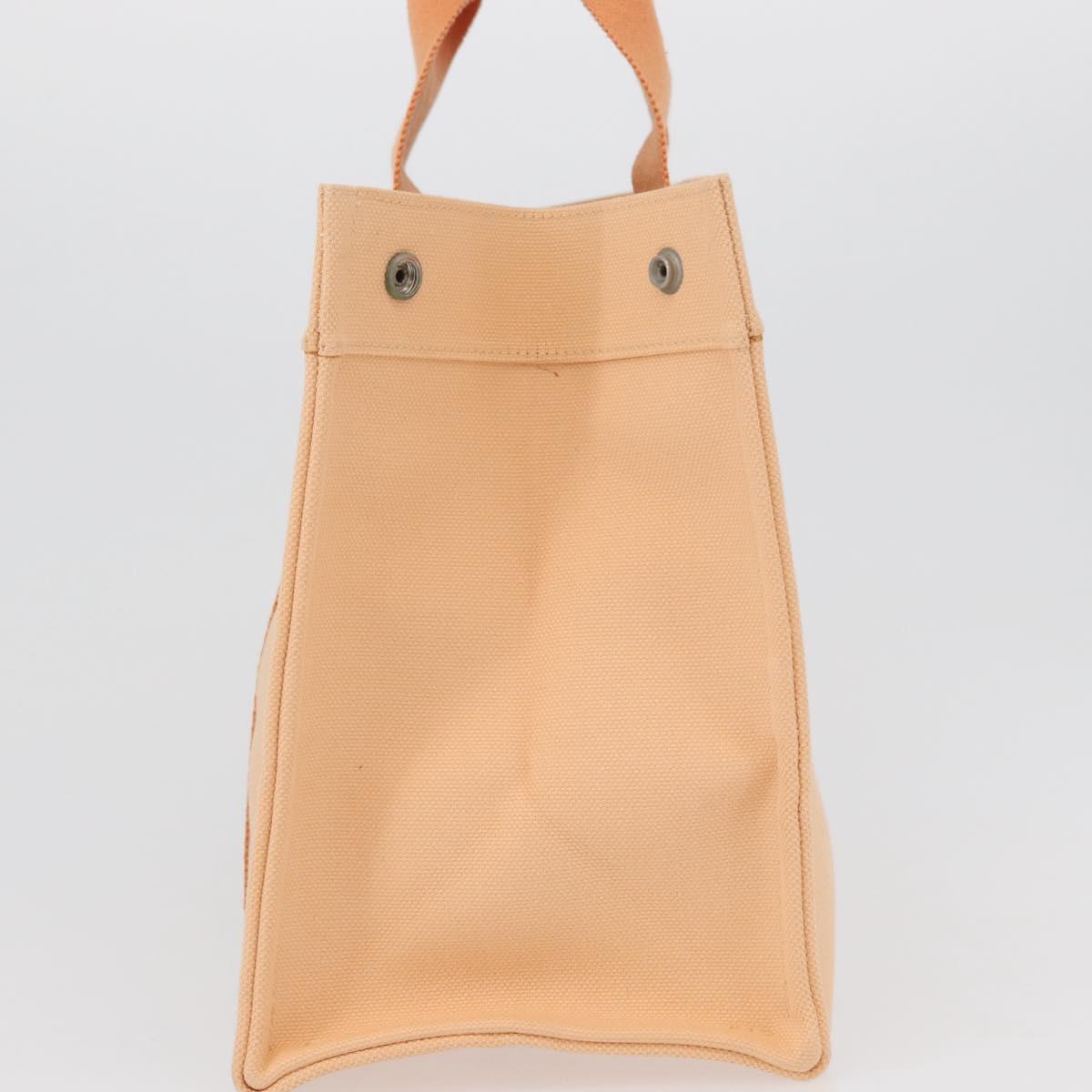 HERMES Coquillage PM Hand Bag Canvas Orange Silver Auth 170596