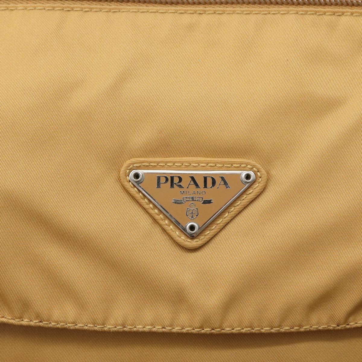 PRADA Shoulder Bag Nylon Beige Silver Auth 170601V
