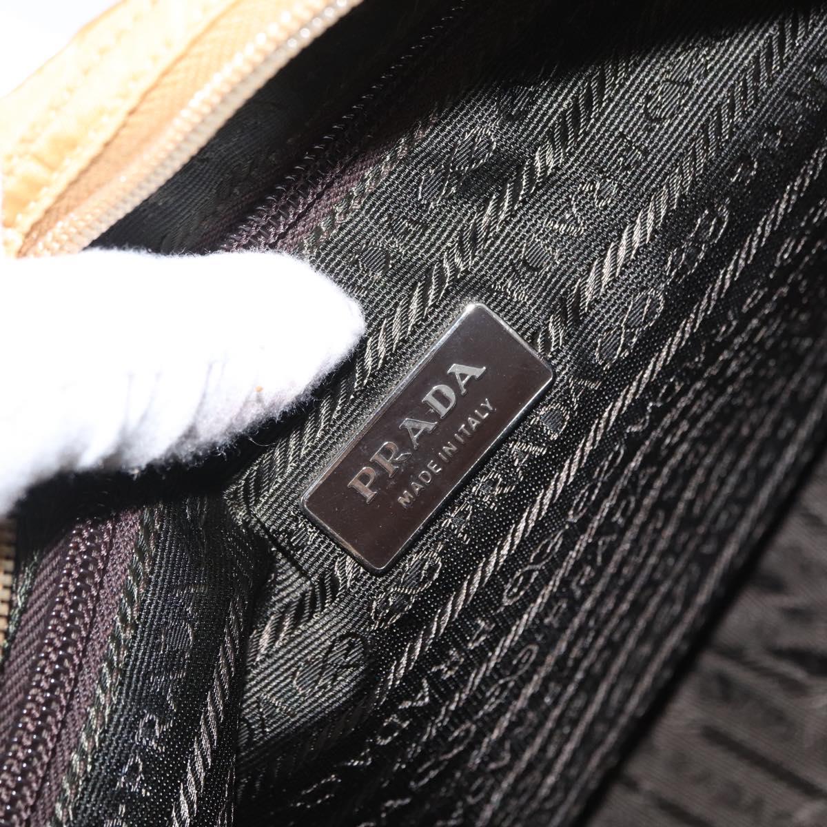 PRADA Shoulder Bag Nylon Beige Silver Auth 170601V