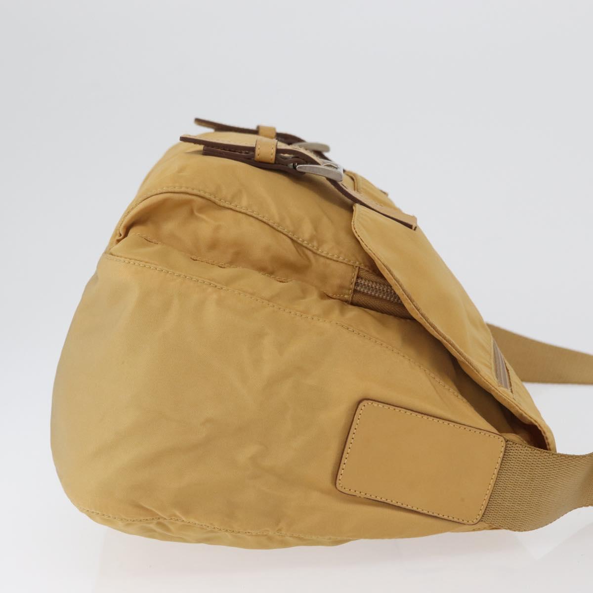 PRADA Shoulder Bag Nylon Beige Silver Auth 170601V