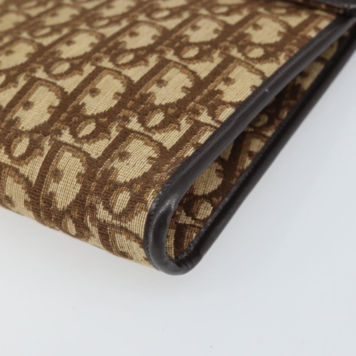 Christian Dior Trotter Canvas Shoulder Bag Beige Gold Auth 170604