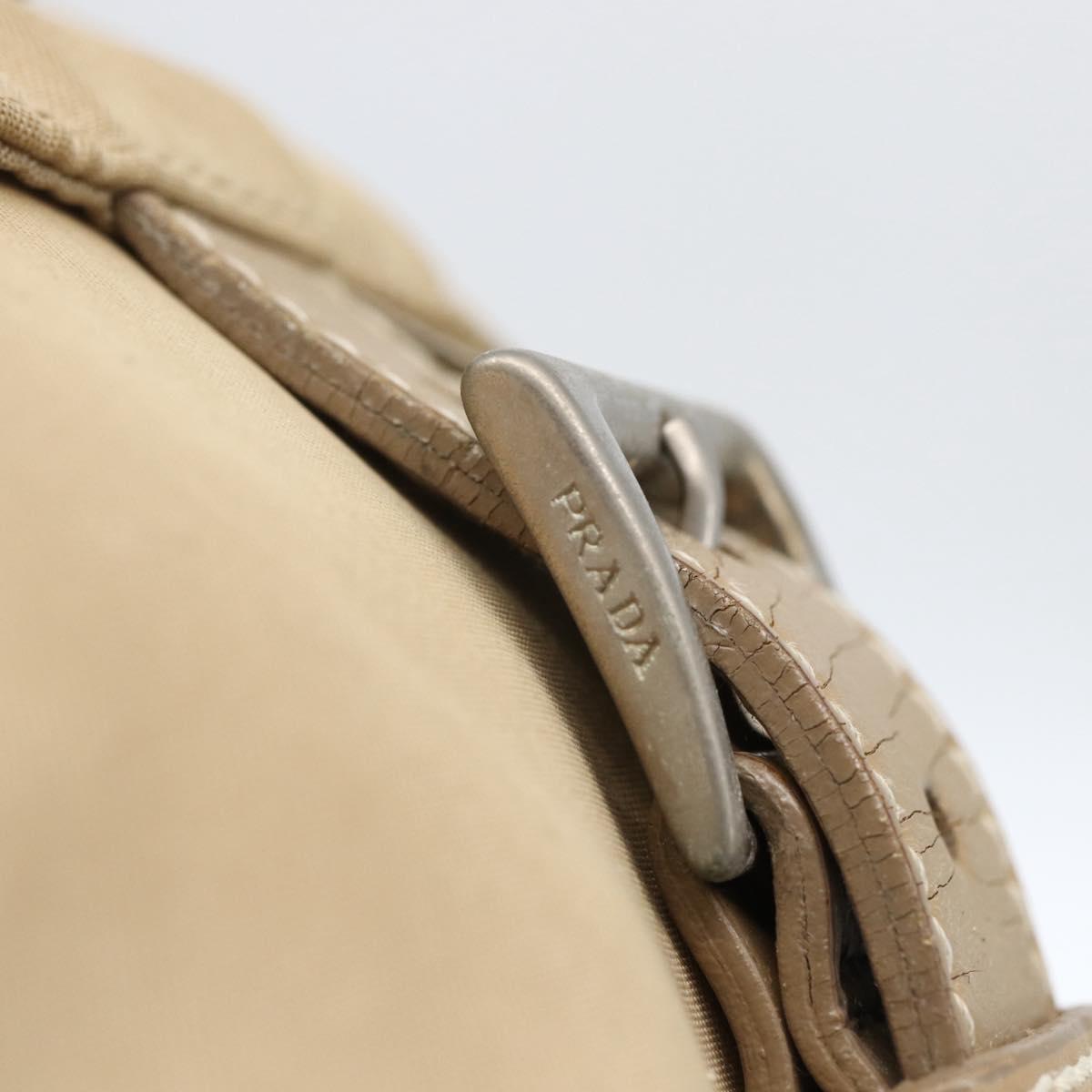 PRADA Shoulder Bag Nylon Beige Silver Auth 170605