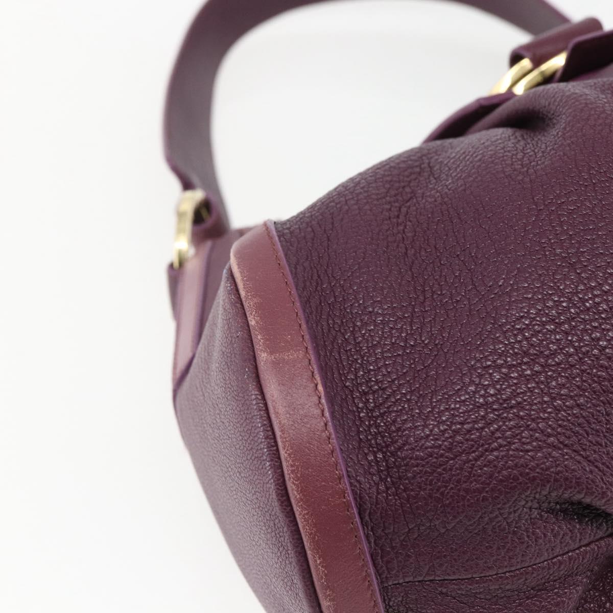 BVLGARI Chandra Shoulder Bag Leather Purple Gold Auth 170606A