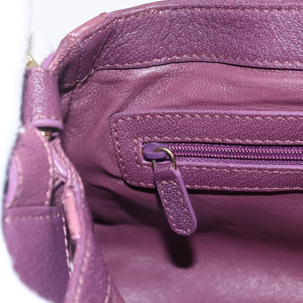 BVLGARI Chandra Shoulder Bag Leather Purple Gold Auth 170606A