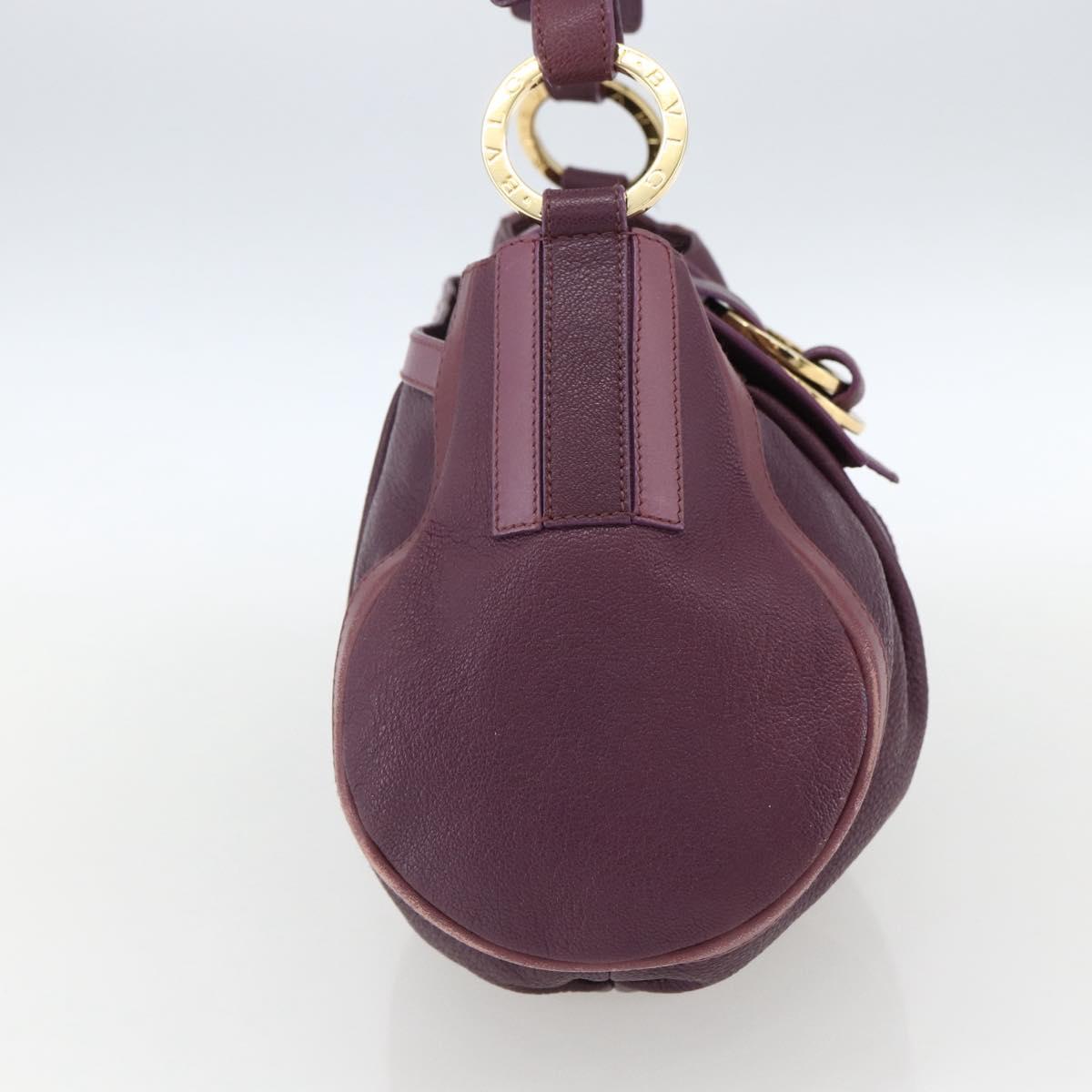 BVLGARI Chandra Shoulder Bag Leather Purple Gold Auth 170606A