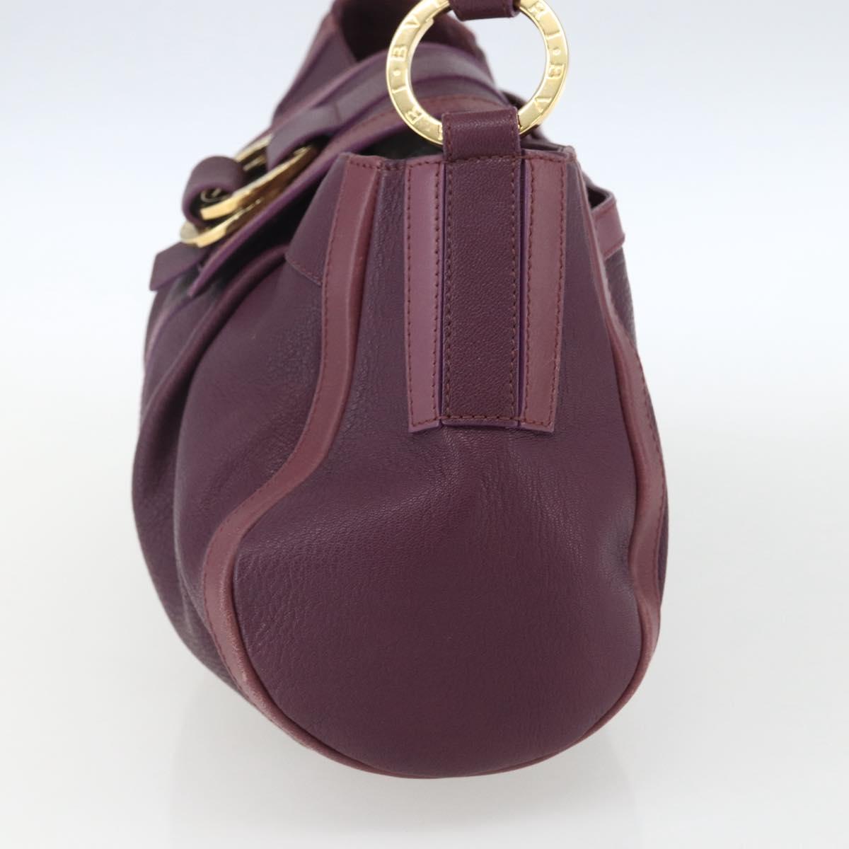 BVLGARI Chandra Shoulder Bag Leather Purple Gold Auth 170606A