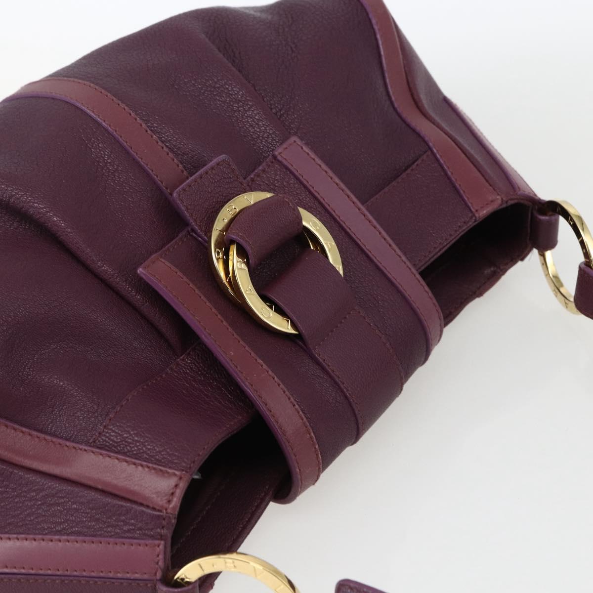 BVLGARI Chandra Shoulder Bag Leather Purple Gold Auth 170606A